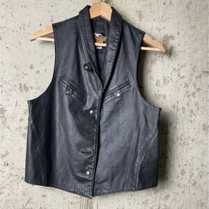 Vintage Harley Davidson Leather Vest Women's Medium